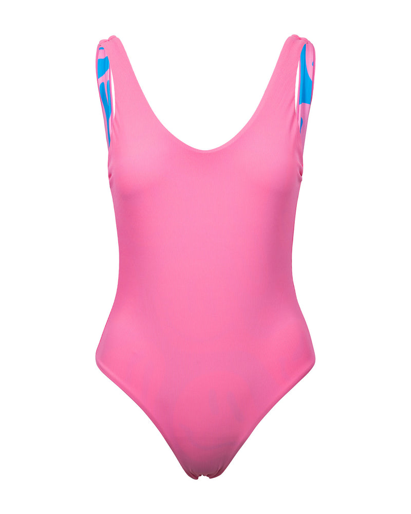 Kalaia-swimwear-Twisted-smiley-reversible-swimsuit-pink-and-blue